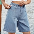thumbnail image 5 of Womens Jean Shorts Knee Length Trendy Y2k High Waisted Wide Leg Casual Summer Shorts with Pockets Light Blue S, 5 of 8