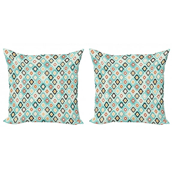 Ambesonne Vintage Throw Pillow Cover 2 Pack, Ottoman Heraldic Style, 16", Aqua