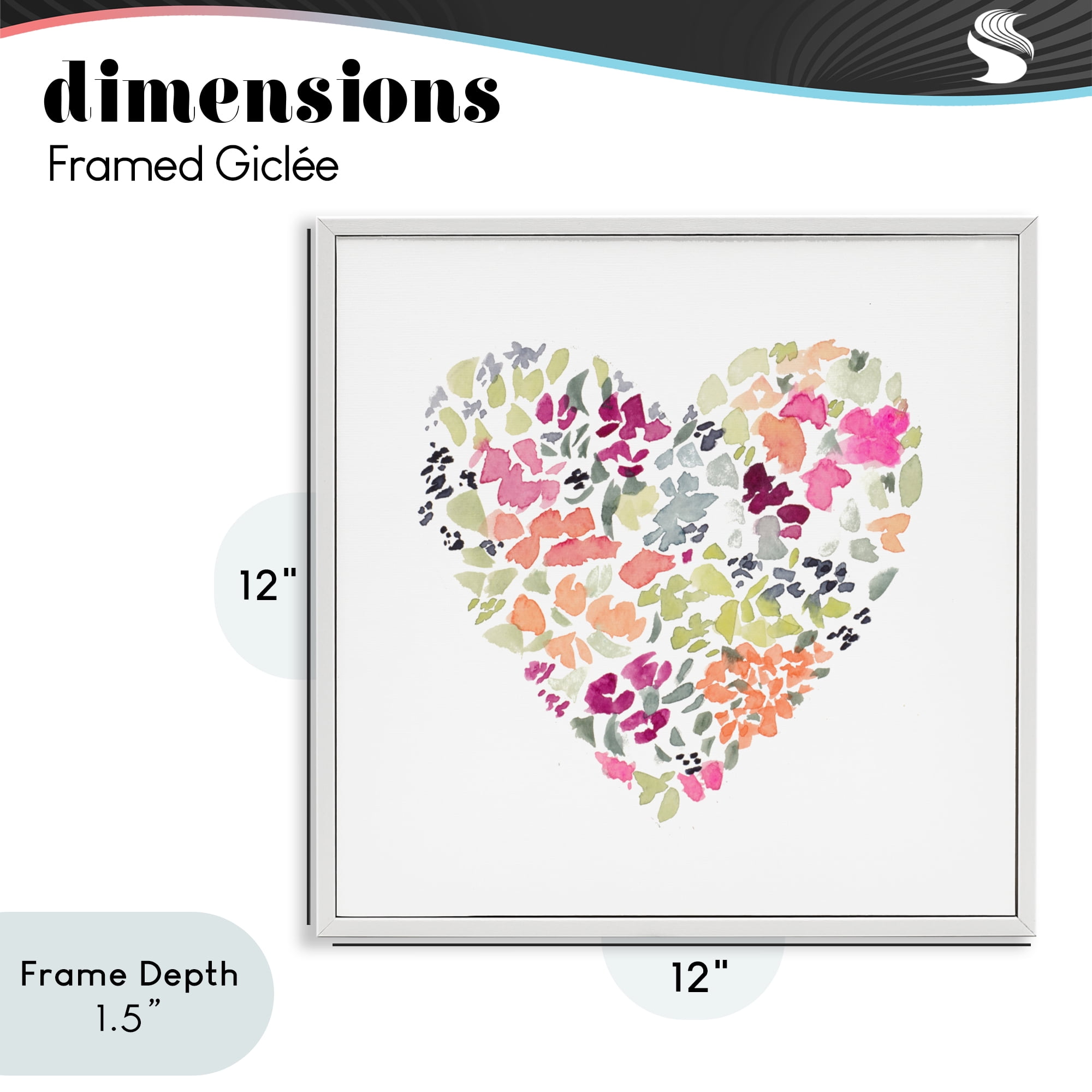 Stupell Industries Blooming Pastel Heart White Framed Giclee Art, design by Lanie Loreth
