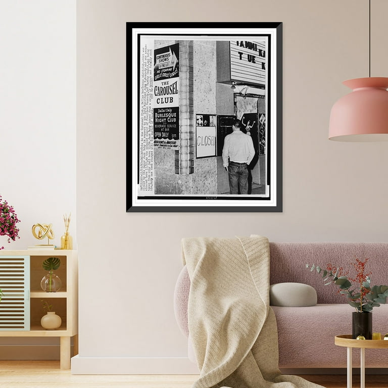 Historic Framed Print, [Exterior view of Jack Ruby's Carousel Club