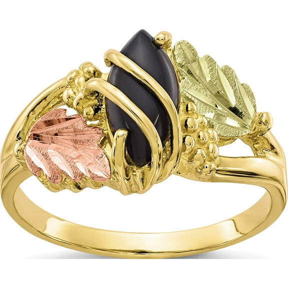 10K Yellow Gold Tri-Color Black Hills Onyx Ring (Size 7) Made In United States 10bh669