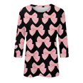 thumbnail image 5 of Womens 3/4 Sleeve Tops Round Neck Fashion Casual Bow Print Tops Shirts Chic Pullover, 5 of 5