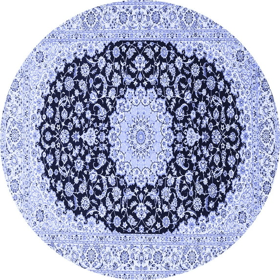 Ahgly Company Indoor Round Medallion Blue Traditional Area Rugs, 5' Round