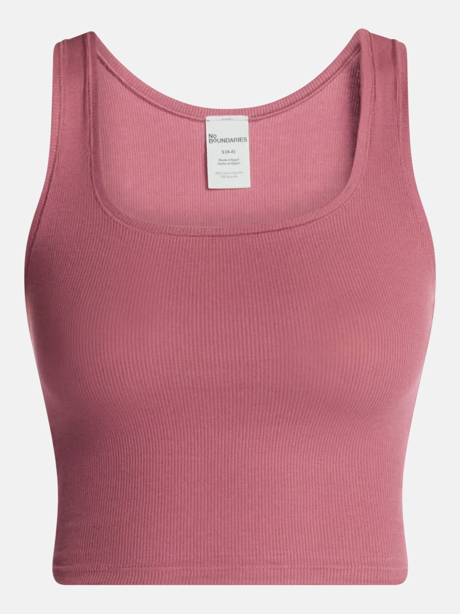 No Boundaries Cotton Stretch Ribbed Cropped Tank Top, Women's XS-XXXL