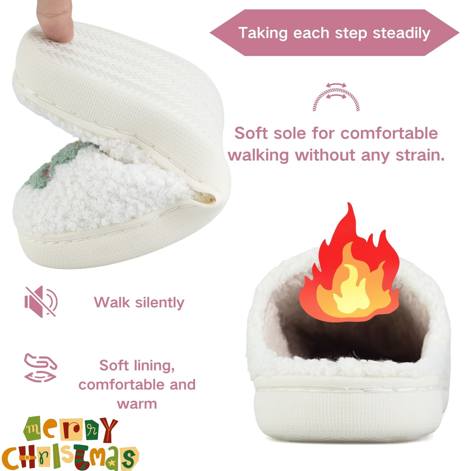 Beranmey Cute Christmas Plush House Slippers photo 8