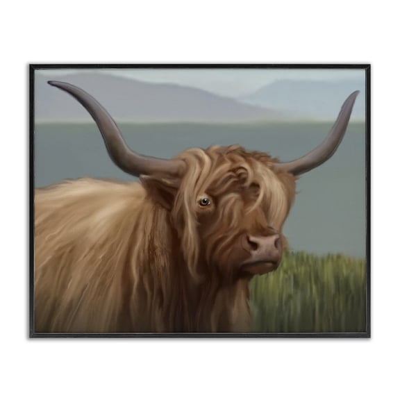 Stupell Industries Southwestern Scottish Highland Cattle Landscape Black Framed Giclee Art, 14 x 11, by Matthew Piotrowicz