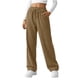 thumbnail image 3 of RKSTN Women's Corduroy Pants Plus Size Slim Fits Elastic Waisted Drawstring Lounge Pants Womens Casual Solid Oversized Loose Fits Comfortable Trousers Straight Leg Work Pant Fall Spring Clothes, 3 of 8