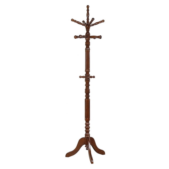 FurniFact Classic Wooden Coat Rack Stand – Freestanding Coat Tree with Hooks