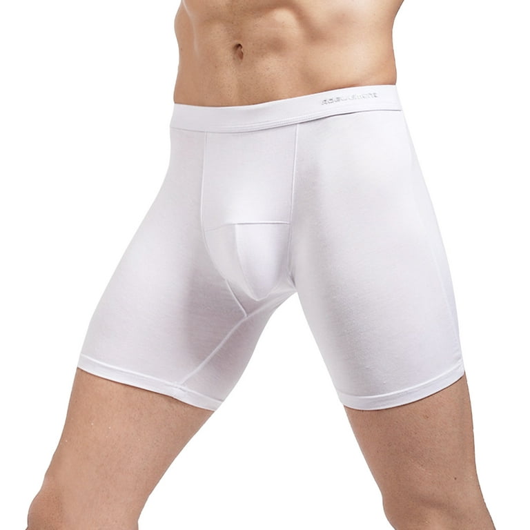 kpoplk Men's Boxers Men's Polyester Blend Boxer Brief Men's Breathable  Cotton Underwear(White,4XL)