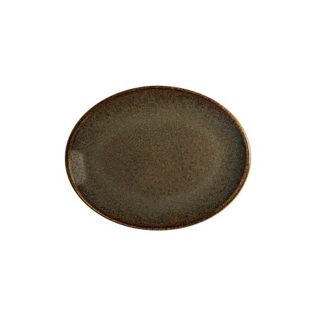 Tierra 12.25" x 9.5" x h:1" Oval Brown Porcelain Platter