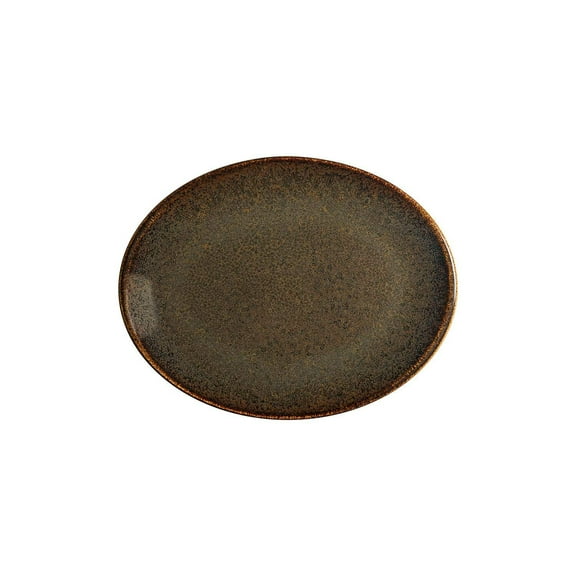 Tierra 12.25" x 9.5" x h:1" Oval Brown Porcelain Platter