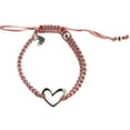thumbnail image 5 of Sterling Silver small open  heart pink cord adjustable bracelet 7inches., 5 of 6