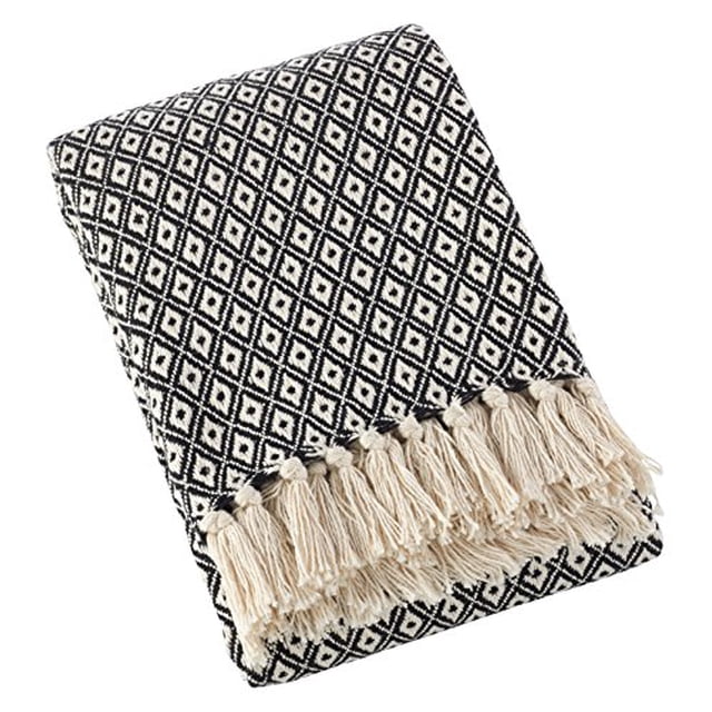 SARO LIFESTYLE Sevan Collection Couverture en Coton Doux, 50 x 60 Po, Naturel
