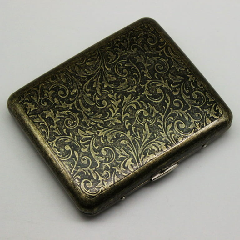 Metal Cigarette Box, Indoor Vintage Compact Brass Double Sided Spring Clip  Cigarette Case for 20 Cigarettes (#2)