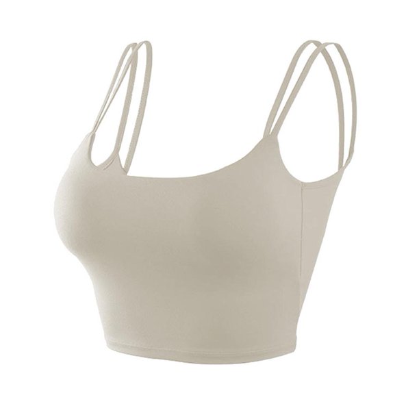 Chaleco deportivo B1061 de nailon con piel de tiburón, de doble capa y alta elasticidad, con almohadilla de masaje para el pecho y doble correa para el hombro, con nudo cruzado y espalda hermosa.