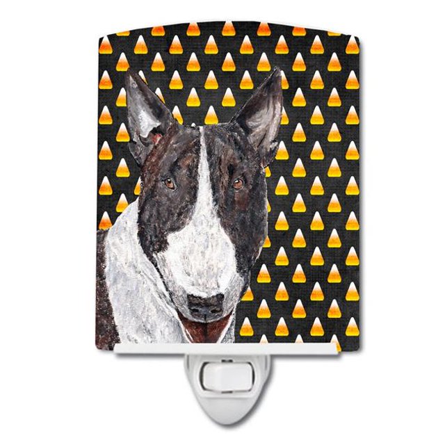 Carolines Treasures SC9533CNL Bull Terrier Candy Corn Halloween Ceramic Night Light