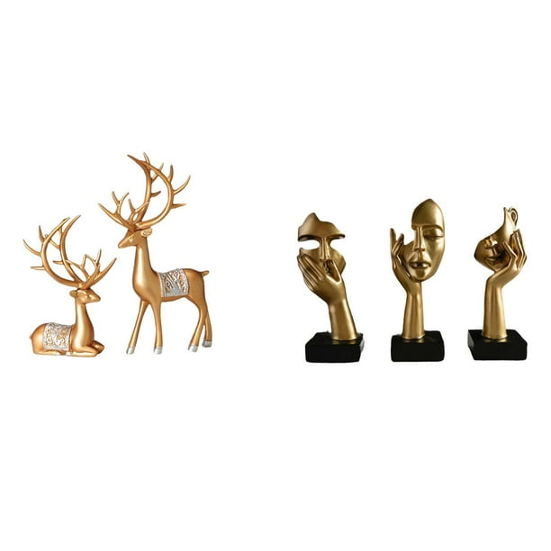 Estatuas De Renos Pensadores Europeos, Artesanía Coleccionable, Escultura De Arte Abstracto Para Amantes De Los Ciervos, Decoración De Mesa De Resina, Recuerdos Para Oficina, Estantería,