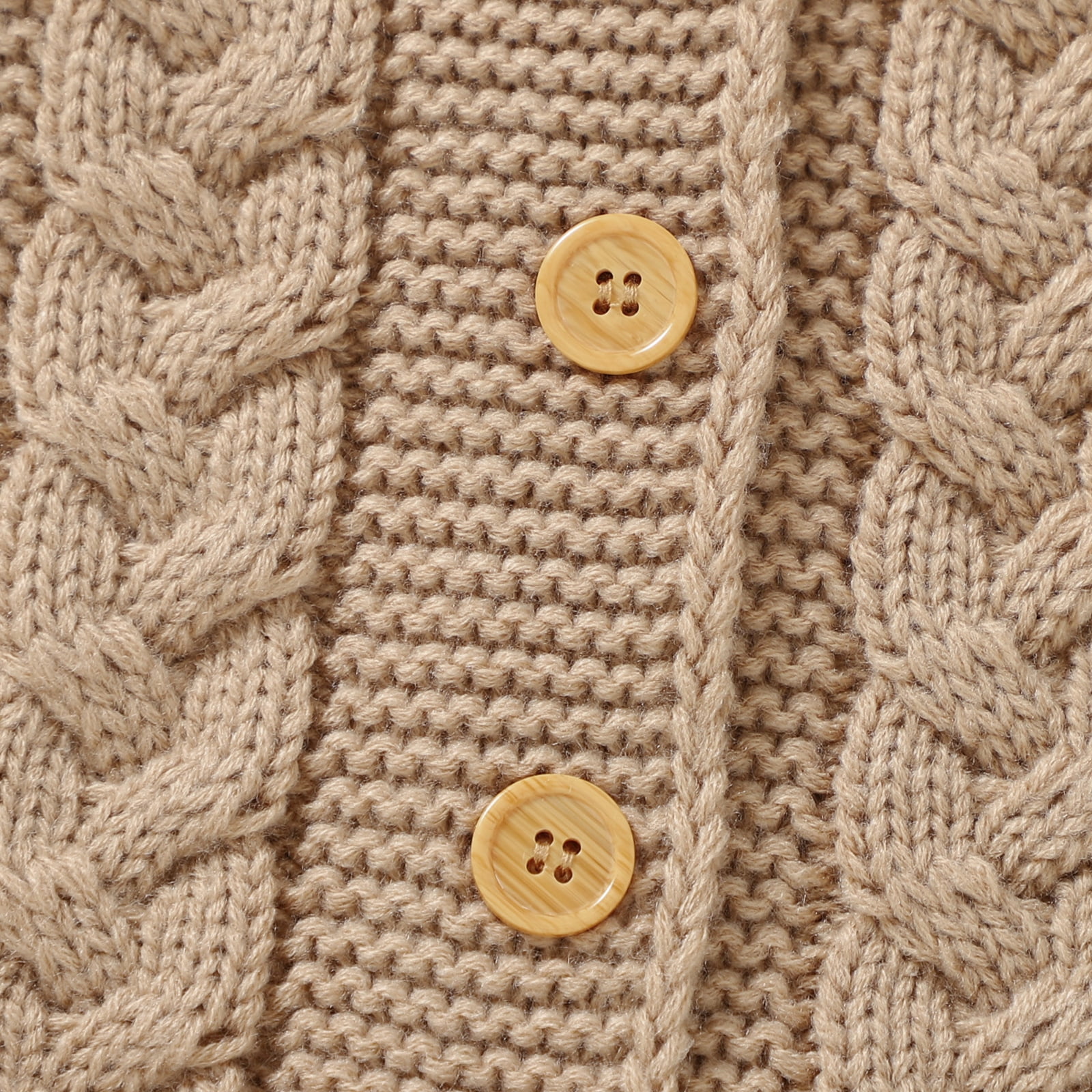 FYMNSI Newborn Baby Girl Boy Hooded Romper Infant Button Down Knitted Jumpsuit Fall Winter Clothes 0-3 Months Khaki
