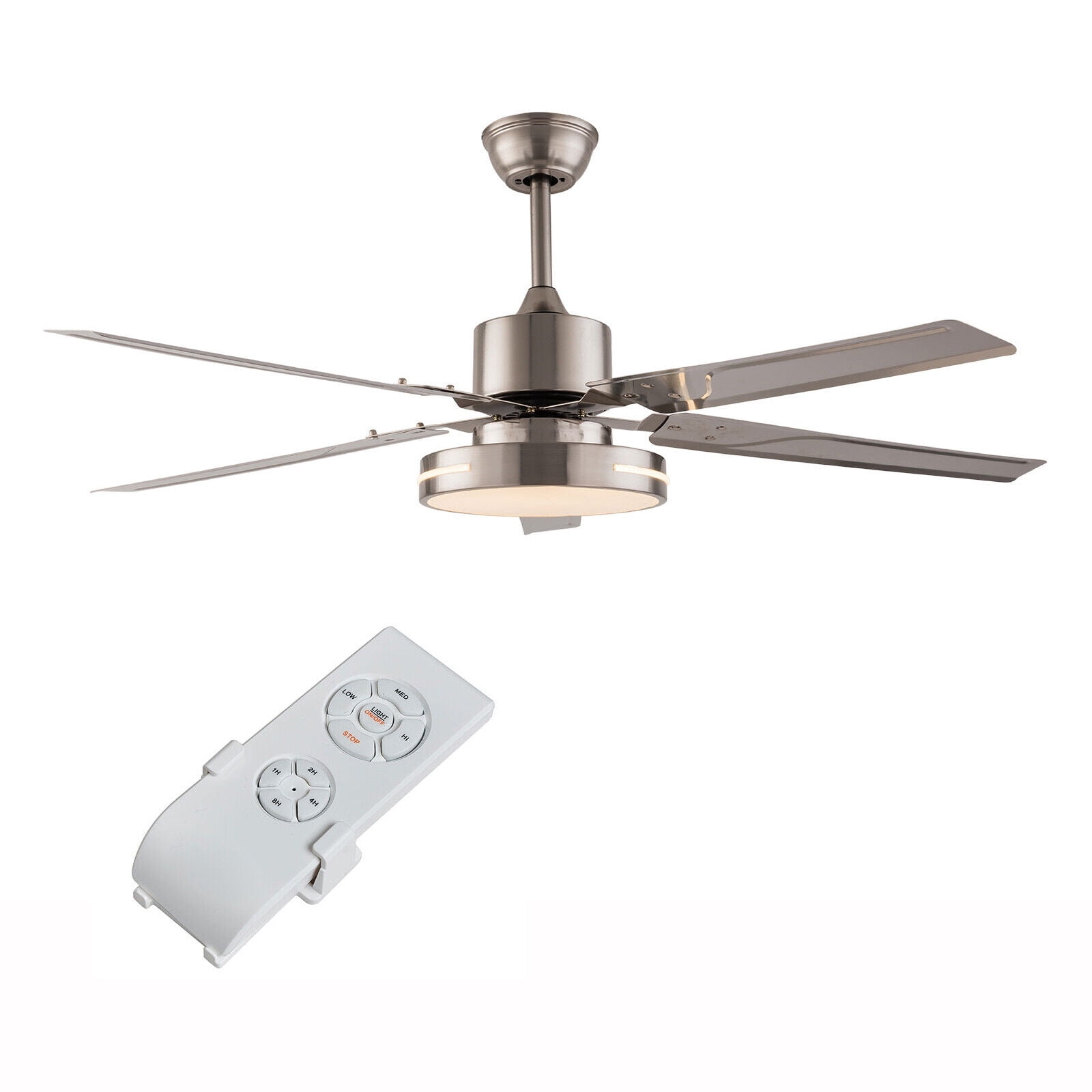 Ceiling Fan with Lights and Remote, Quiet Motor 48-inch Ceiling Fan with 5 Blades, 3 Speed 3 Light, Big Fans for Living Room, Bedroom, Silver
