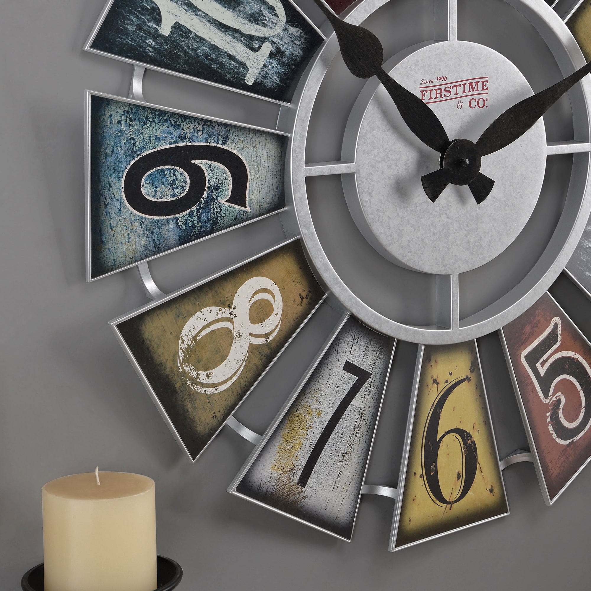 FirsTime & Co. Multicolor Numeral Windmill Wall Clock, Farmhouse, Analog, 24 x 2 x 24 in