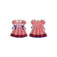 thumbnail image 2 of BemeyourBBs Toddler Baby Girl 4th of July Dress Outfit Little Baby Girl Patriot Independence Day Summer Dress Cute Star American Flag Embroidery Puff Short Sleeve Doll Collar Striped Bow Decor Dress, 2 of 9