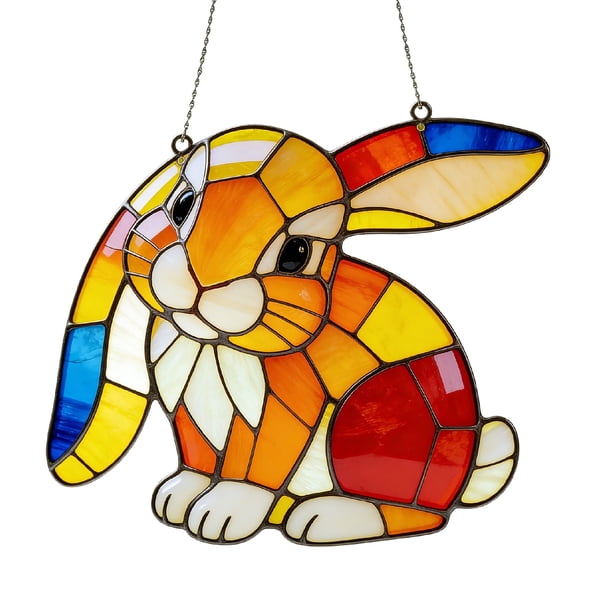 Decoración de Granja para el Hogar Conejos de Pascua Estilo Acrílico Ventana Colgando Ornamento 20cm para la Ventana Del Hogar Jardín Regalos de Vidrio