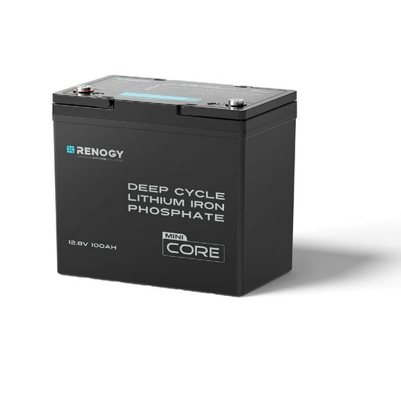 Renogy Core Mini - 12.8V 100Ah Lithium Iron Phosphate Battery, 100A BMS for Ultimate Safety, Deep Cycle w/Remote Monitoring Compatibility
