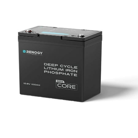 Renogy Core Mini - 12.8V 100Ah Lithium Iron Phosphate Battery, 100A BMS for Ultimate Safety, Deep Cycle w/Remote Monitoring Compatibility