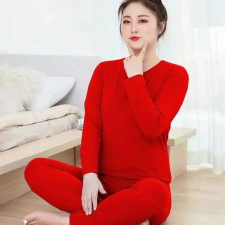 

Women Plus Size Thermal Underwear Tops Pants Long Johns Set Pajama 2Pcs Thick