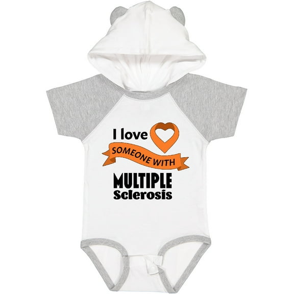 Inktastic I Love Someone with Multiple Sclerosis Orange Heart Ribbon Boys or Girls Baby Bodysuit