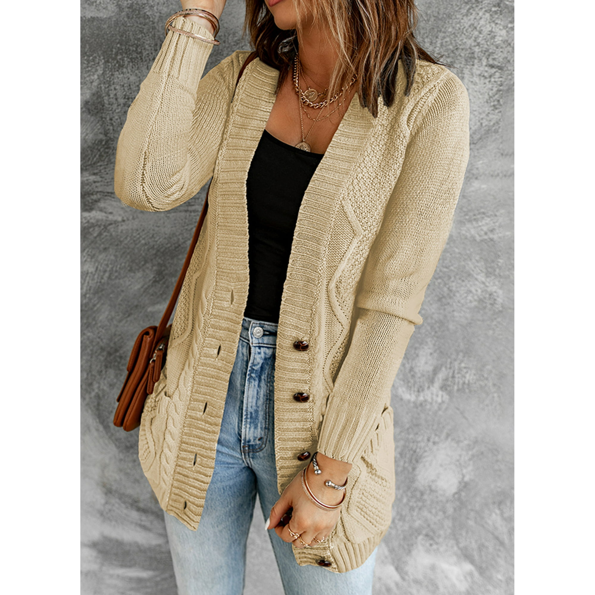 Beige open front cardigan 2025