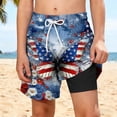 thumbnail image 2 of Odeerbi Boys Independence Day Swim Pantalones Patriotic Beach 2-In-1 Compression Liner Board Shorts Con Bolsillos, 2 of 9