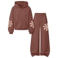 thumbnail image 6 of Nekdswn Girls 2 Piece Outfits Floral Print Hoodie and Straight Leg Pants Sports Sets for Kids Fall Fashion Fleece Lined Sweatsuits Size 2-16 Years, 6 of 7