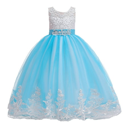 

LYXSSBYX Toddler Girl Dresses Princess Toddler Girls Net Yarn Embroidery Rhinestone Bowknot Birthday Party Gown Long Dresses