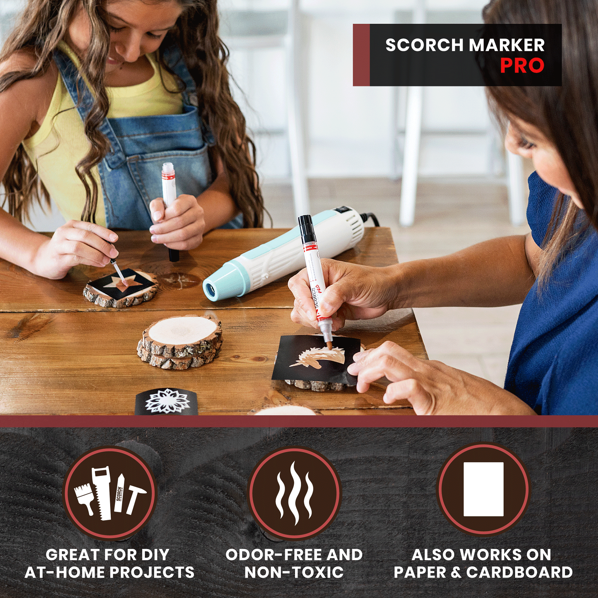 Scorch Marker Woodburning Pen Tool with Foam Tip and Brush, Non-Toxic Marker  for Burning Wood, Chemical Wood Burner Set, Do-it-Yourself Kit for Arts and  Crafts 1 Pack