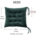 thumbnail image 5 of 6 Pack Square Seat Cushion Chair Pads for Kitchen Dining Chairs, Soft Comfort Velvet Chair Mat Pillow Cushions with Ties for Office Desk Living Room Tatami 15.5", Dark Green, 5 of 12