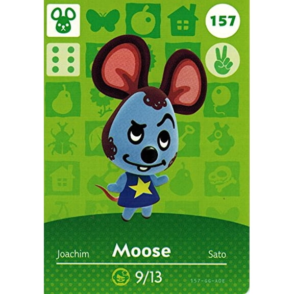 Nintendo Animal Crossing Happy Home Designer Amiibo Card Moose 157/200 USA Version - Walmart.com