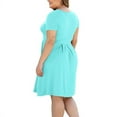 thumbnail image 2 of Aiyino Plus Size Dresses for Curvy Women Short Sleeve Casual Pleated Swing Dresses with Pockets, 2 of 5