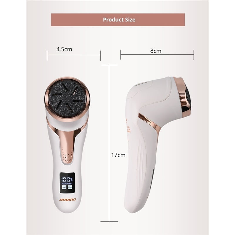 Electric Callus Remover for Feet (with Dander Vacuum Cleaner), Rechargeable Foot Pedicure Tools Foot File, Professional Foot Care Kit Deadskin Remover with 3Heads&2Speed,LCD Display 10-piece set