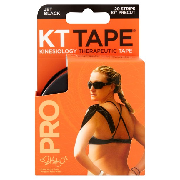 KT Tape Pro Kinesiology Athletic Tape, Jet Black, 20 PreCut Strips