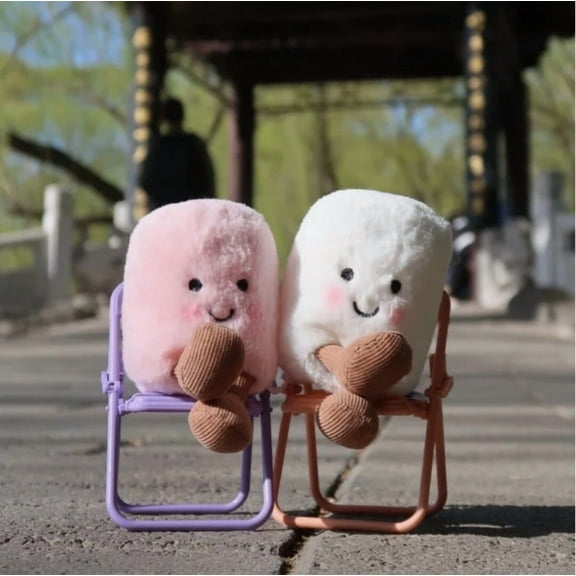 SLRTATOY Amusable Marshmallows Keychain Bag Clip, Pink, White, 1 Pair