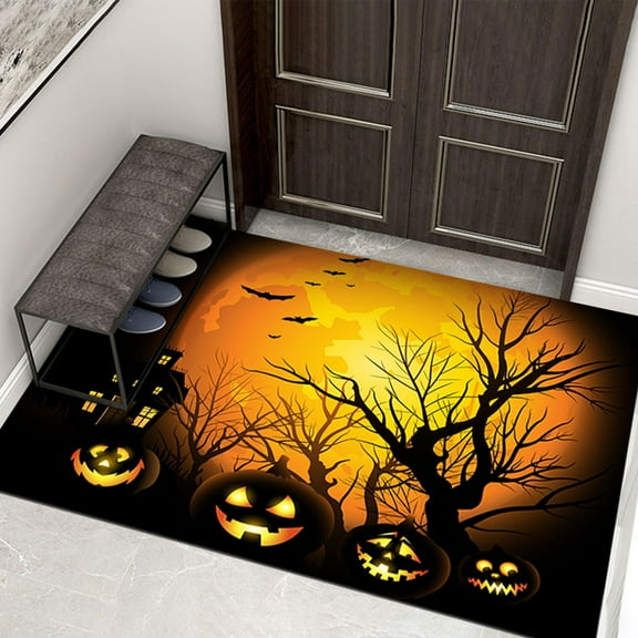 Crowdstage Halloween Kitchen Rugs and Mats Pumpkin Non Slip Backing Mat with Runner Halloween Cute Kitchen Mats for Floor Indoor Home Holiday Halloween Decor 31.5*47.2 in