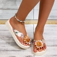 thumbnail image 2 of Flip Flops for Women with Arch Support Bohemia Flower Beach Vacation Thong Sandals Lightweight Platform Slides White Size 6.5, 2 of 7