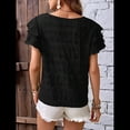thumbnail image 4 of Camisas de Verano para Mujer, con Volantes, Corta, Cuello Redondo, con Textura, Elegantes Blusas de Negocios para Mujer, Elegantes e Informales Negro XL, 4 of 8