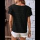thumbnail image 4 of Camisas de Verano para Mujer, con Volantes, Corta, Cuello Redondo, con Textura, Elegantes Blusas de Negocios para Mujer, Elegantes e Informales Negro XXL, 4 of 8
