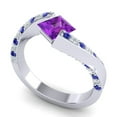 thumbnail image 2 of 1.25 Carat Princess Cut Amethyst & Blue Sapphire Gemstone Latest Design Ring for Birthday Gift 14K White Gold Size 9.5 by Diamond-Capitals, 2 of 8