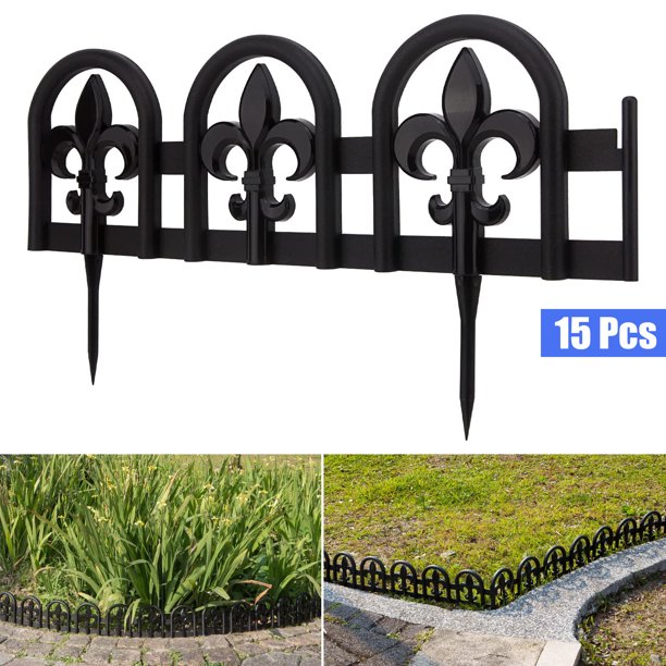 Garden Border Edging in Arched Design with Spade 15pcs Black Yard