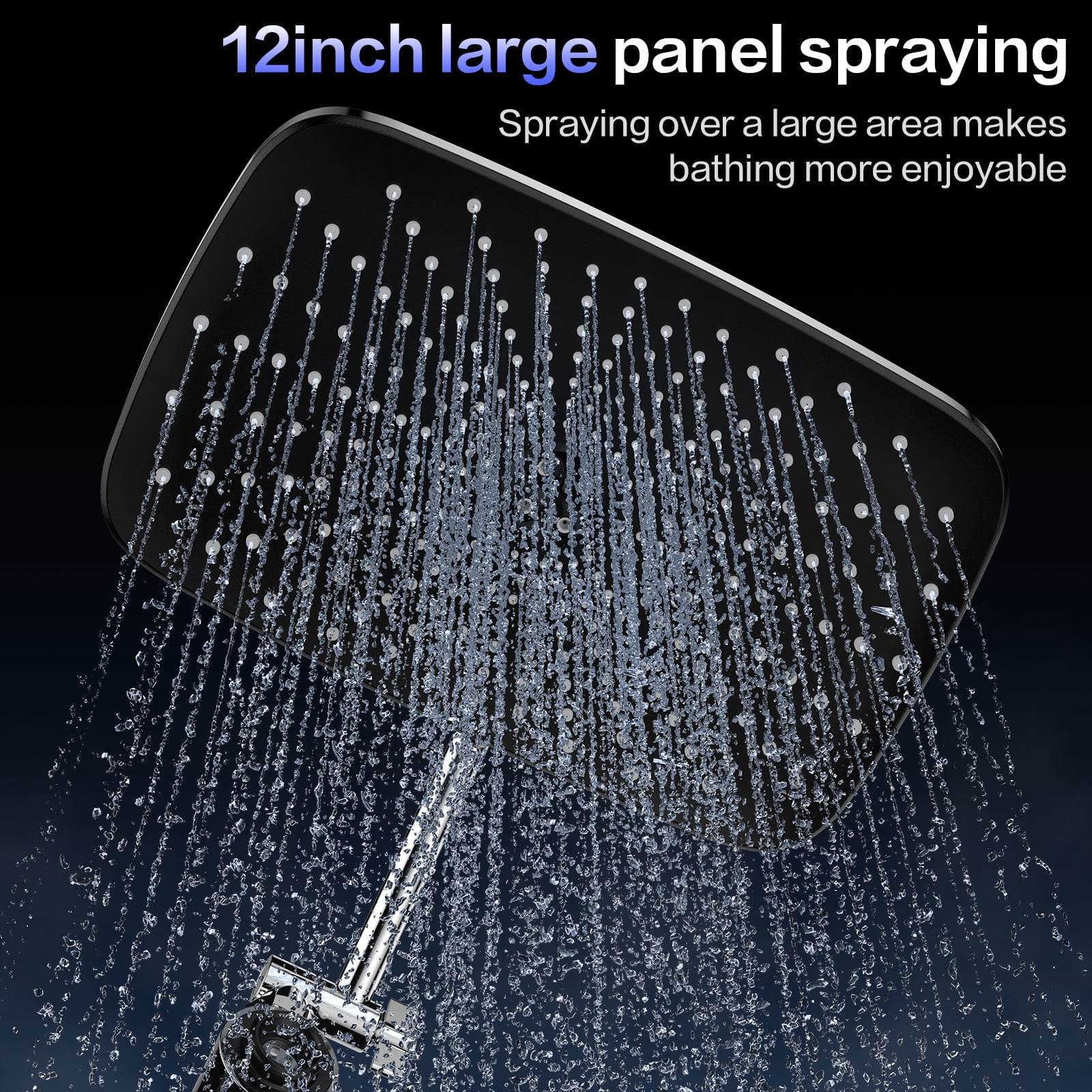 Scootworks 12 Inch High Pressure Rain Shower Head Combo with Adjustable Extension Arm, 10 Mode Detachable Handheld Shower Head with Hose 59 inch Stainless Steel and Adjustable Bracket