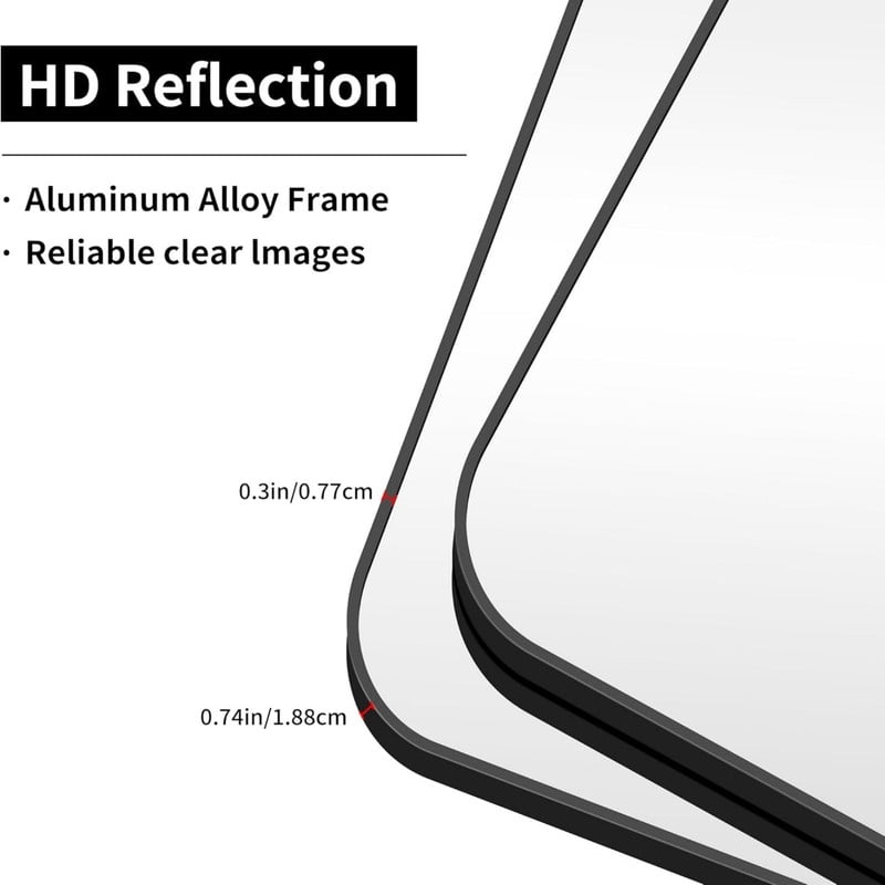 Clarvion 40"x32" Rounded Edge Rectangle Bathroom Mirror Wall Mounted Vanity Mirror,Black