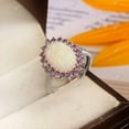 thumbnail image 2 of Unique Opal Lavender Amethyst Flower Ring,Oval Cut Amethyst Promise Ring,Floral Cluster Opal Halo Ring,Birthstone,Anniversary Gift For Women, 2 of 2